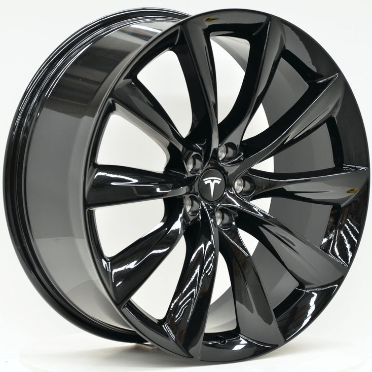 Load image into Gallery viewer, TURBINE Style 22 Inch Staggered Gloss Black Wheels - TESLA Model X