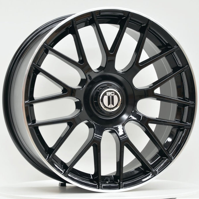 AM635 19x8.5 ET42 5/112 Black Machined Lip