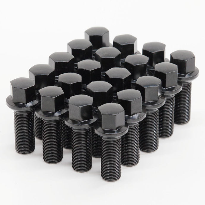 WHEEL LUG BOLTS 15x1.25 27mm Ball Type Black